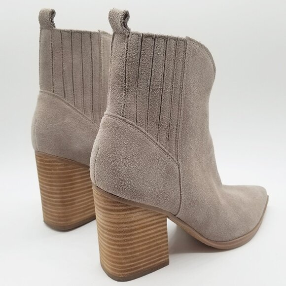 Marc Fisher Ommie Pointed Toe Boots 9M Pull On Block Heel Western Suede Leather - Picture 8 of 16